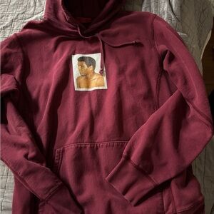 Rare Supreme Ali/ Warhol Burgundy Hoodie with Graphic Print 2016